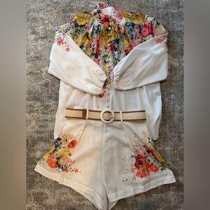 Floral White Top & Shorts Set